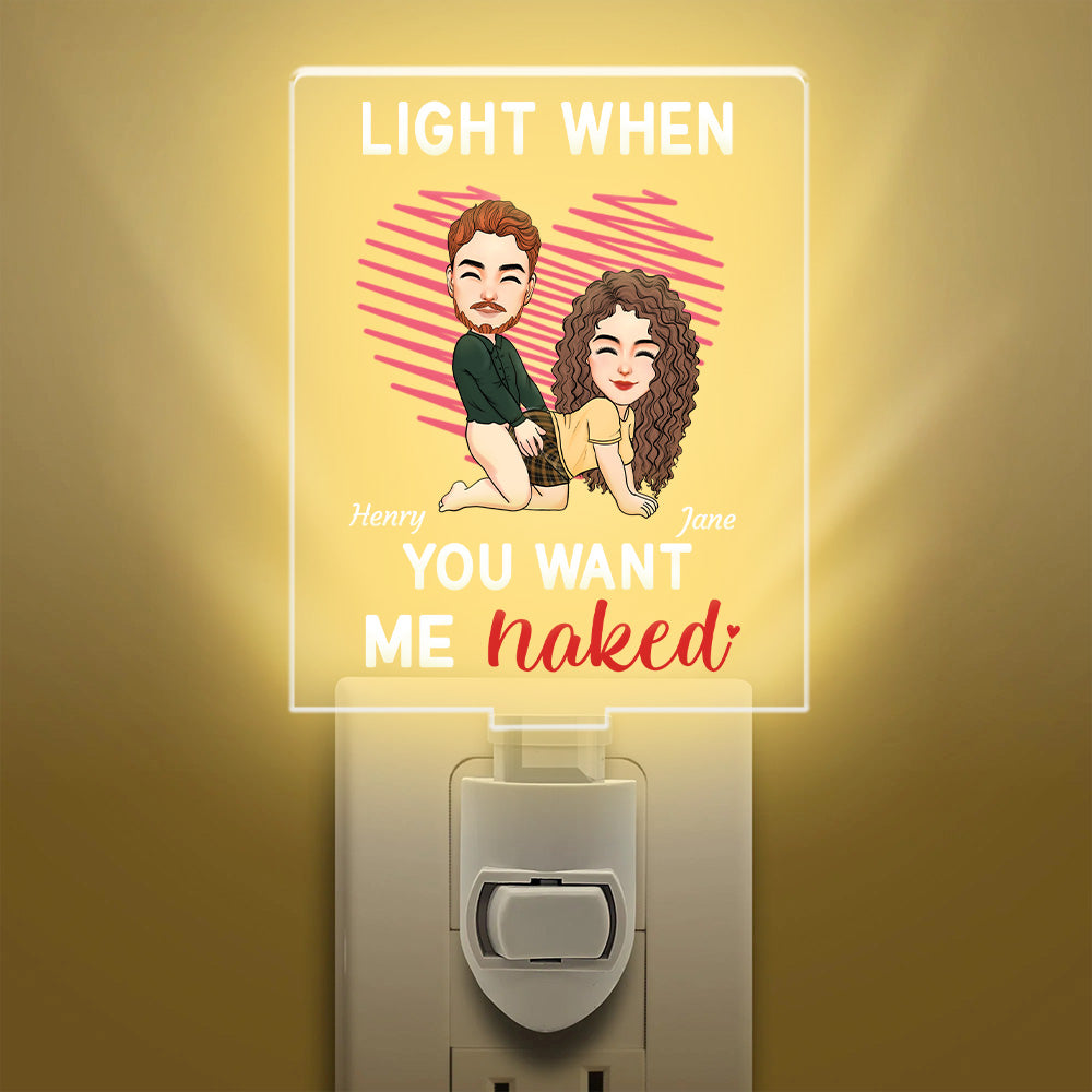 Light When You Want Me Naked Couple Acrylic Night Light - Personalized Gift For Couple Tu20