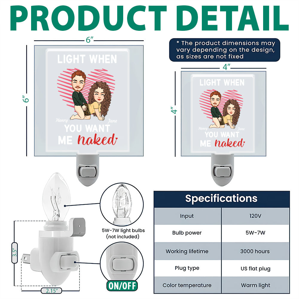 Light When You Want Me Naked Couple Acrylic Night Light - Personalized Gift For Couple Tu20