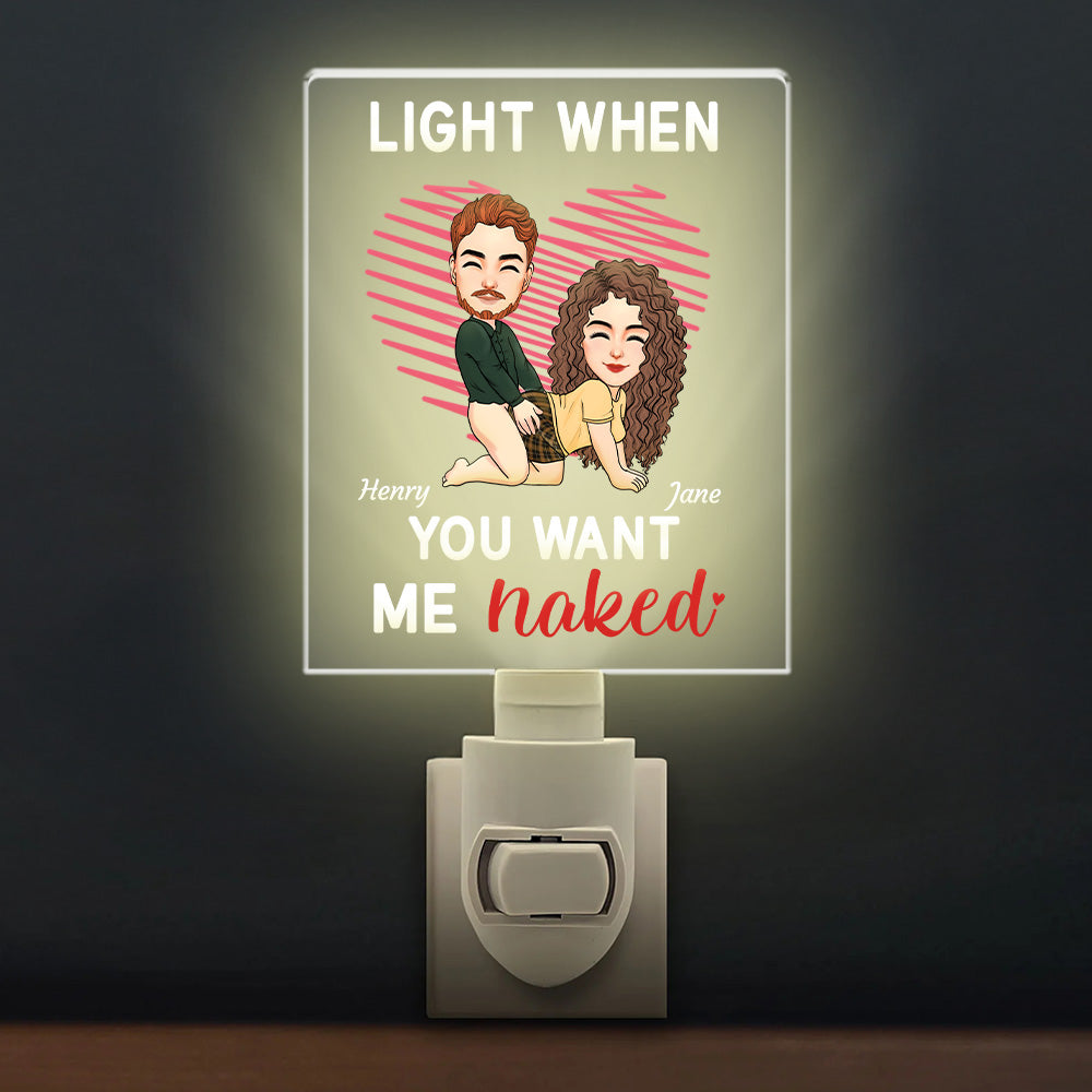 Light When You Want Me Naked Couple Acrylic Night Light - Personalized Gift For Couple Tu20