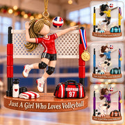 Personalized Volleyball Player Christmas Ornament, Custom Name, Number & Uniform Colors, Just a Girl Who Loves Volleyball Gift Pt99