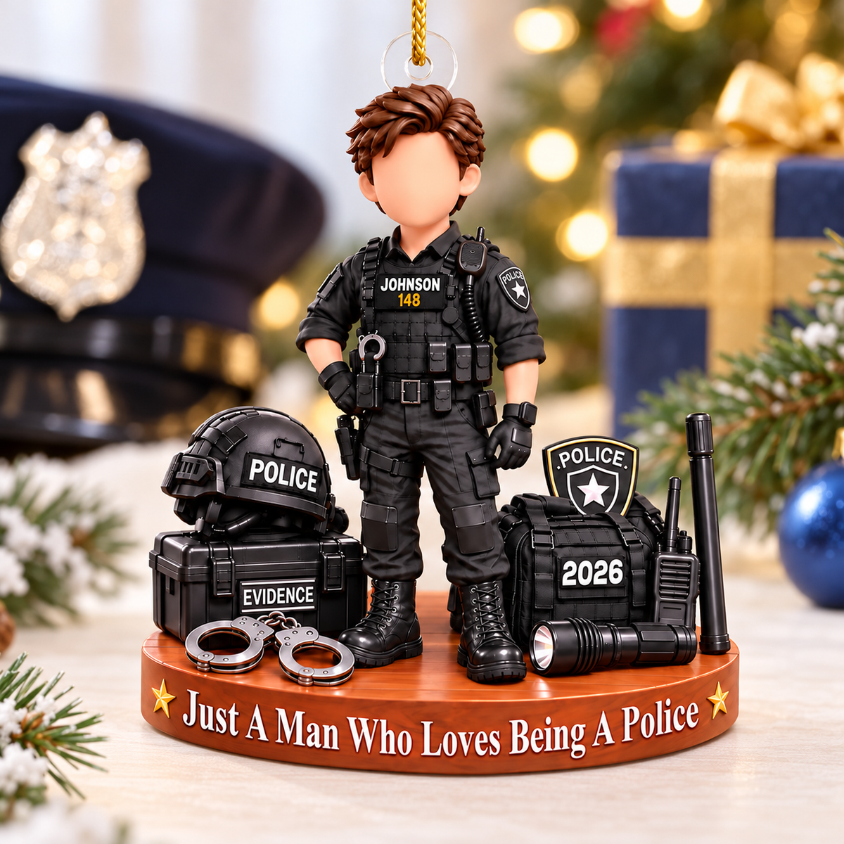 Custom Police Officer Christmas Ornament, Sheriff Bulletproof Vest,  Police Gift L0411 VH01
