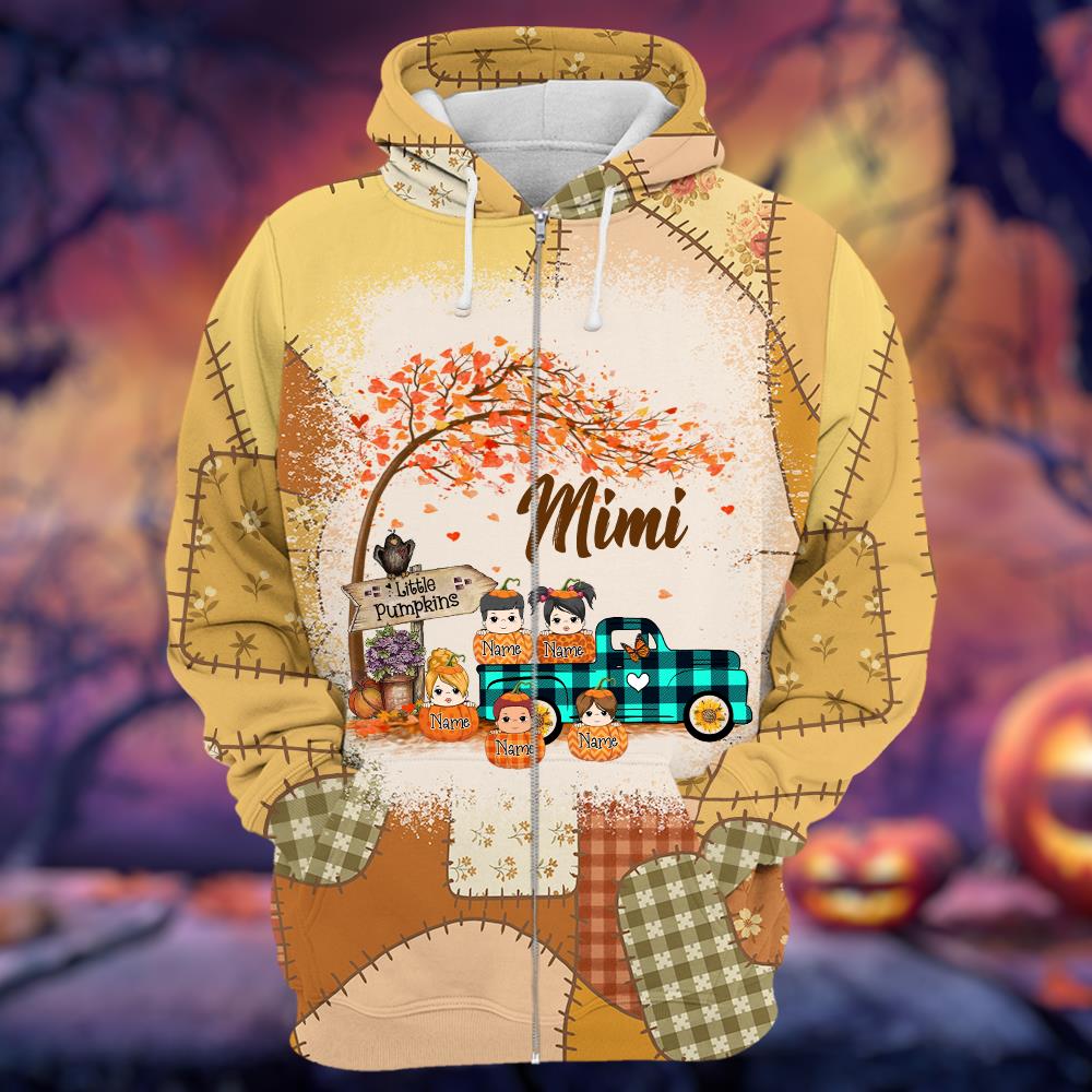Personalized Nana's Little Pumpkins Preppy Floral All Over Print Shirt Nh00