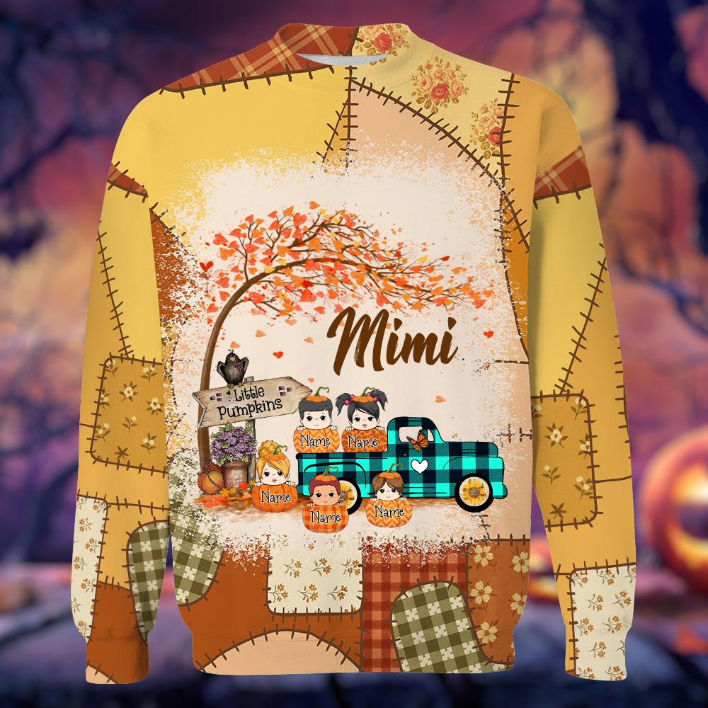 Personalized Nana's Little Pumpkins Preppy Floral All Over Print Shirt Nh00
