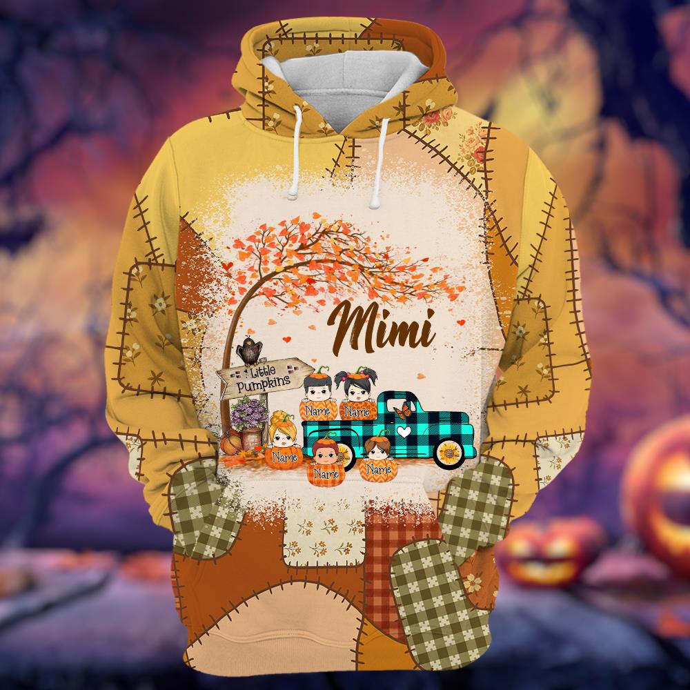 Personalized Nana's Little Pumpkins Preppy Floral All Over Print Shirt Nh00