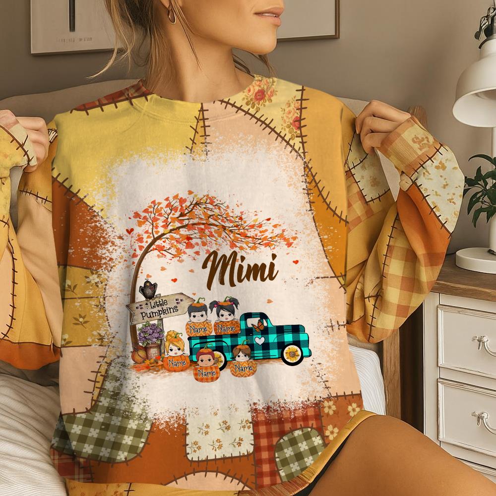Personalized Nana's Little Pumpkins Preppy Floral All Over Print Shirt Nh00