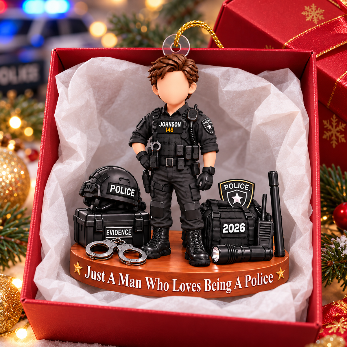 Custom Police Officer Christmas Ornament, Sheriff Bulletproof Vest,  Police Gift L0411 VH01