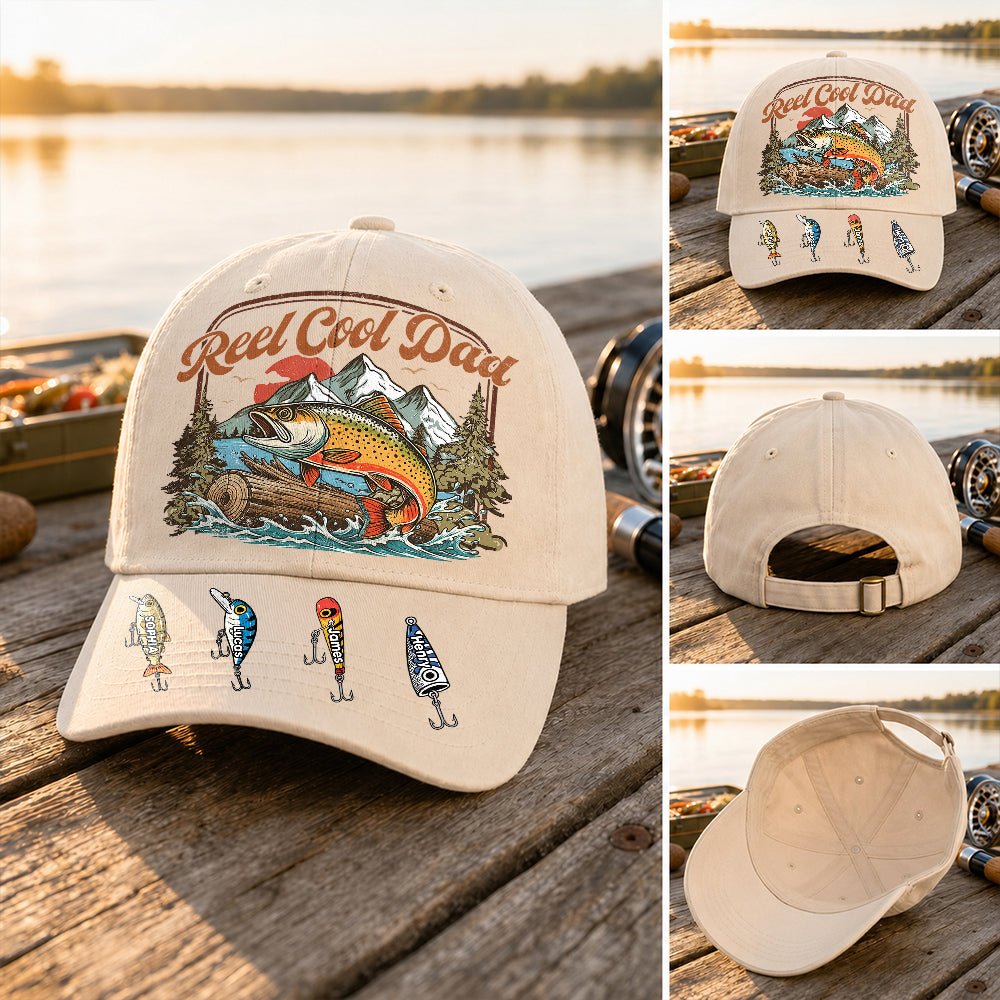 Reel Cool Dad - Personalized Cap For Fishing Dad Grandpa - Perfect Family Gift NA04 Hv01