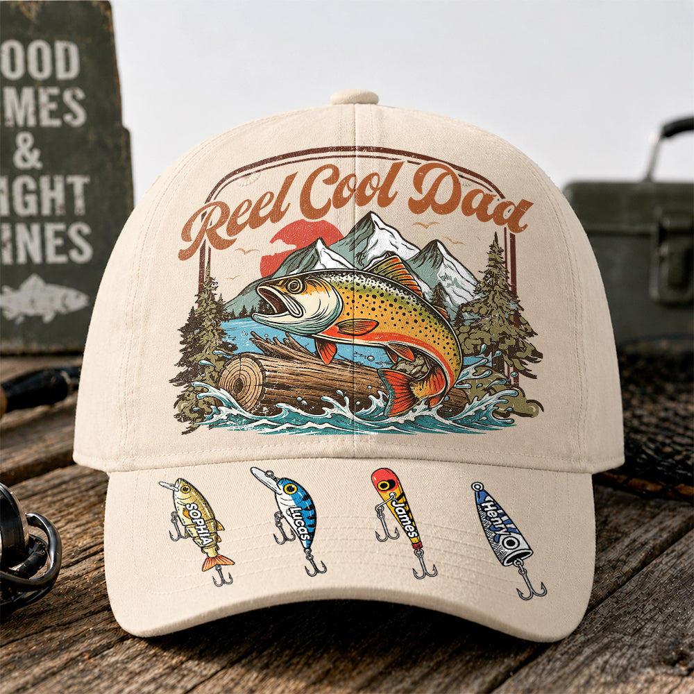 Reel Cool Dad - Personalized Cap For Fishing Dad Grandpa - Perfect Family Gift NA04 Hv01