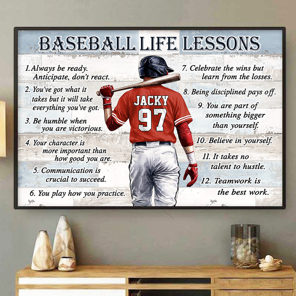 Baseball Softball Life Lesson - Personalized Gift Poster Canvas For Sport Family NA04 T24