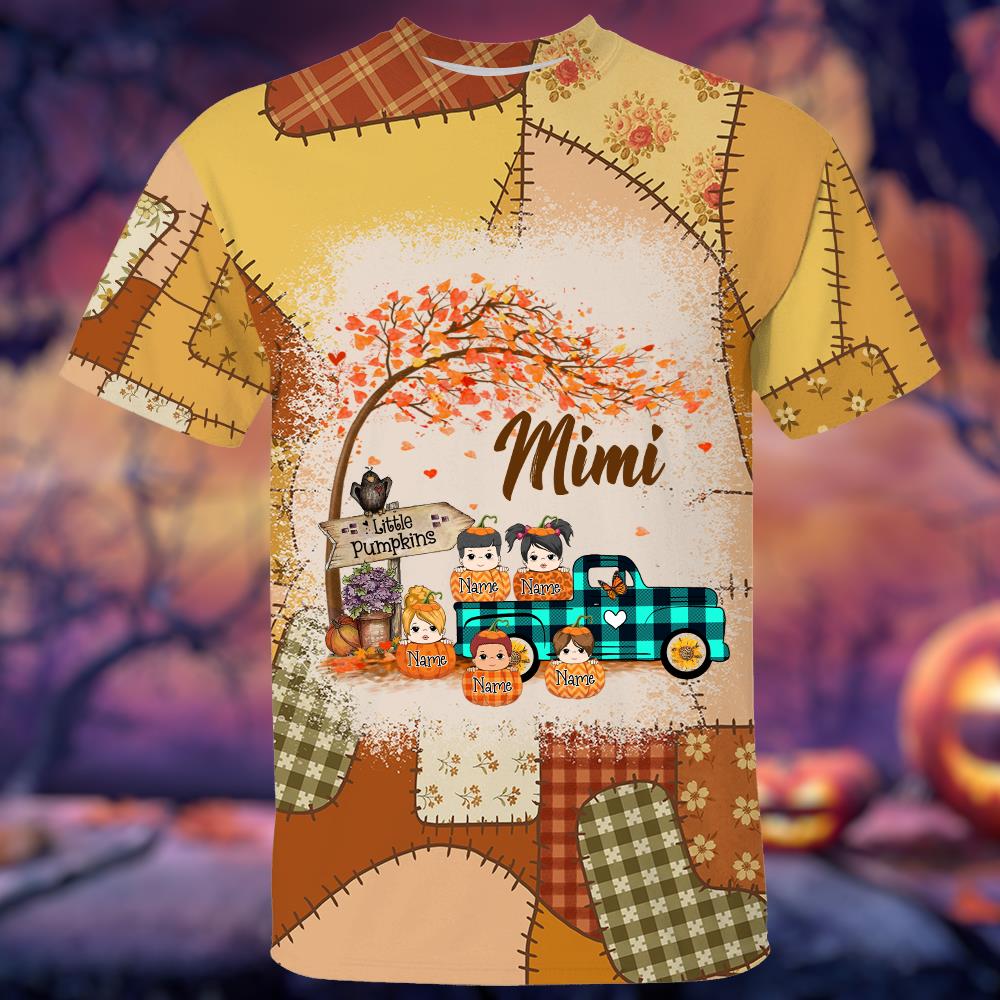 Personalized Nana's Little Pumpkins Preppy Floral All Over Print Shirt Nh00