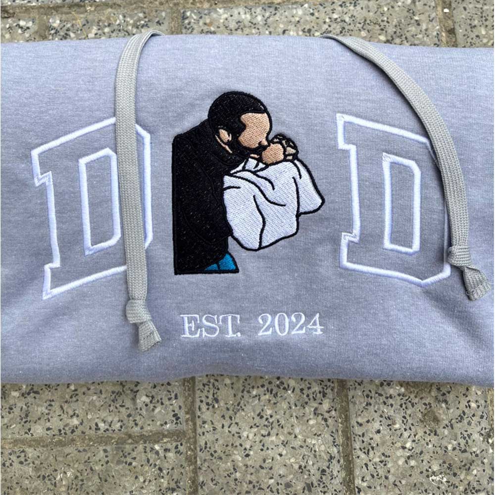 Embroidered Dad T-shirt, Embroidery Photo, Custom Embroidered Shirt, Custom Photo Shirt, Custom Picture, Fathers Day Shirt Vr2
