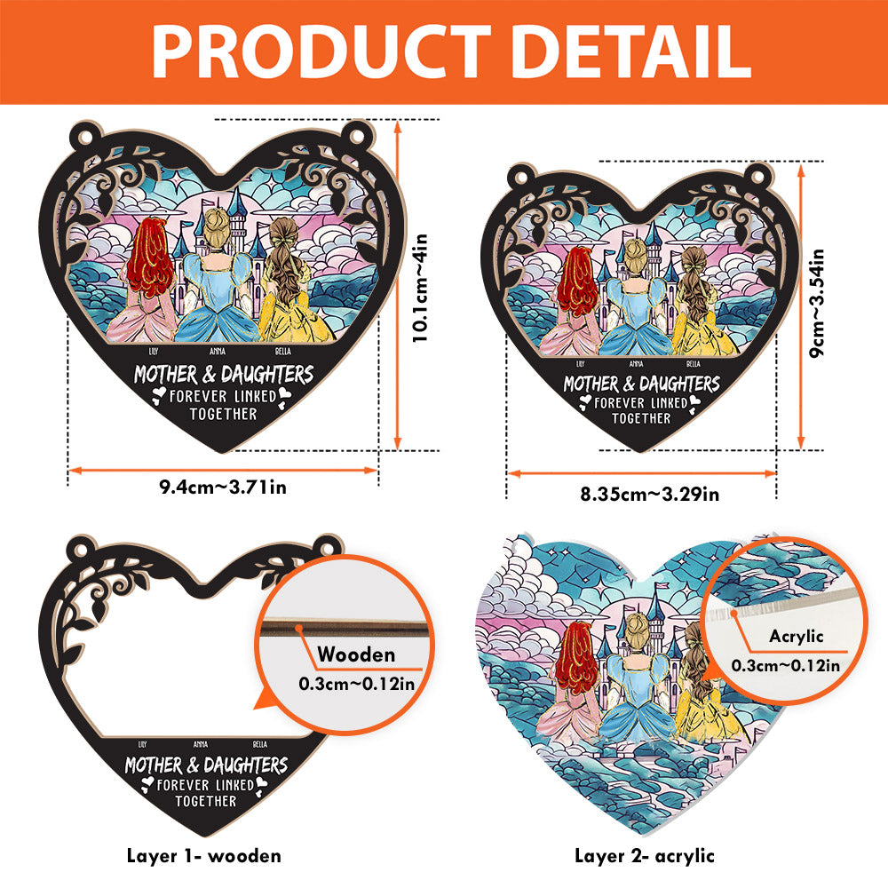 Mom Forever Linked Together - Personalized Window Hanging Suncatcher Ornament Vr2 Nh00