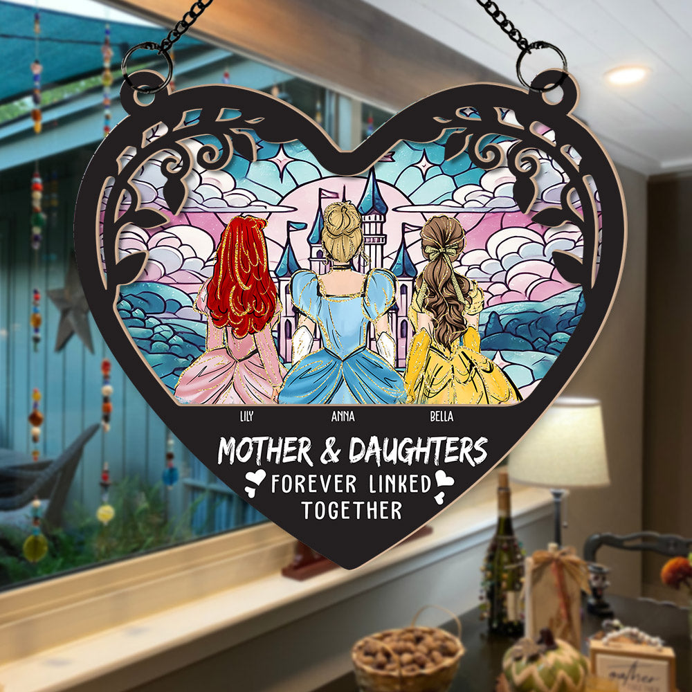 Mom Forever Linked Together - Personalized Window Hanging Suncatcher Ornament Vr2 Nh00