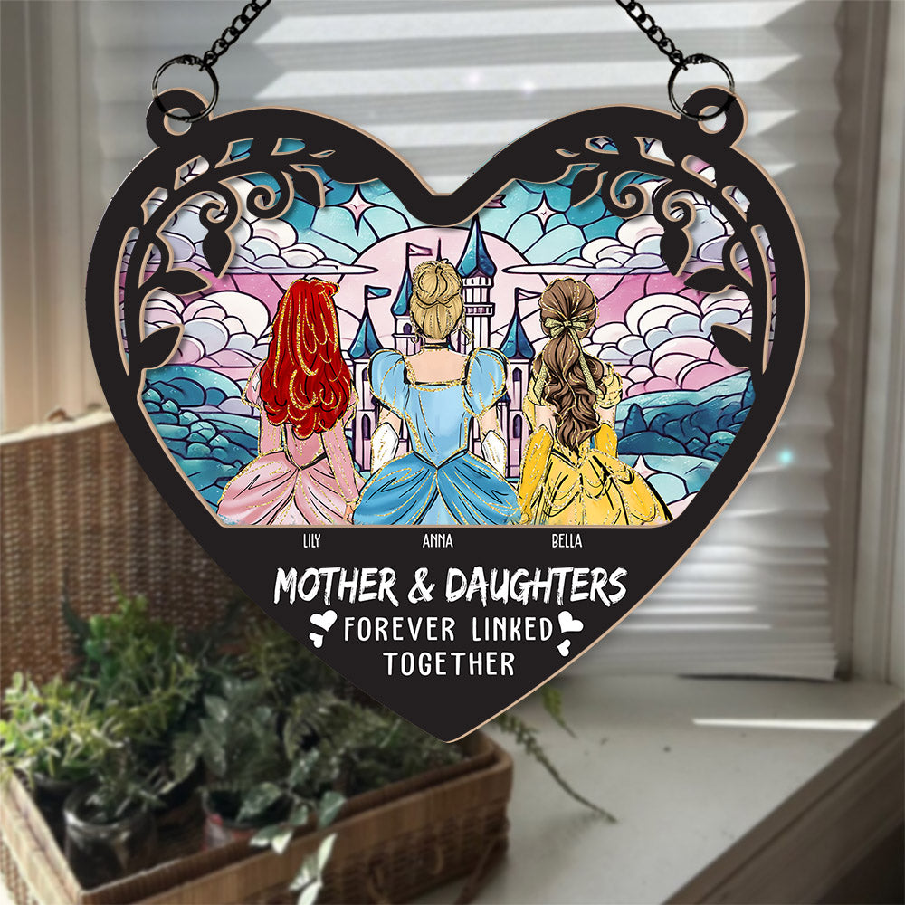 Mom Forever Linked Together - Personalized Window Hanging Suncatcher Ornament Vr2 Nh00