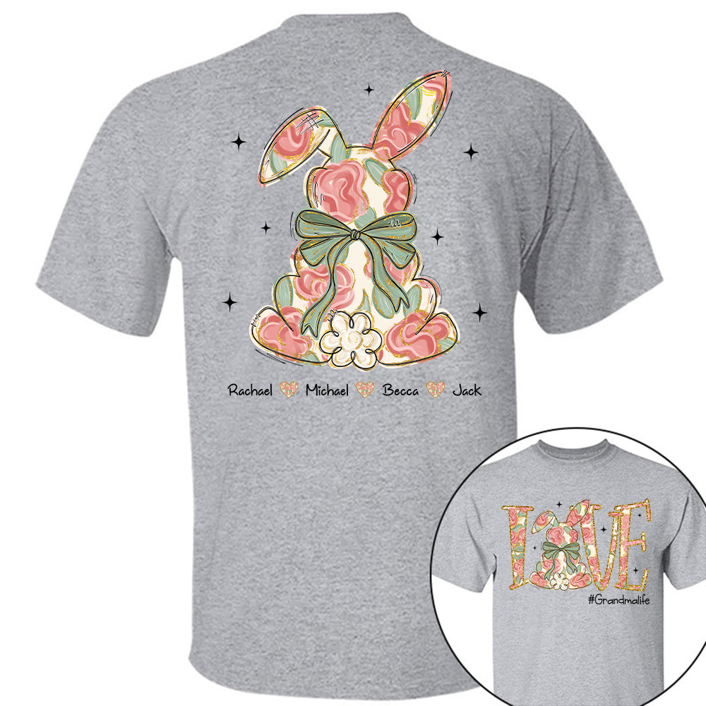 Custom Easter Bunny Bow T-Shirt, Personalized Gift For Grandma & Kids T1807 Tu20