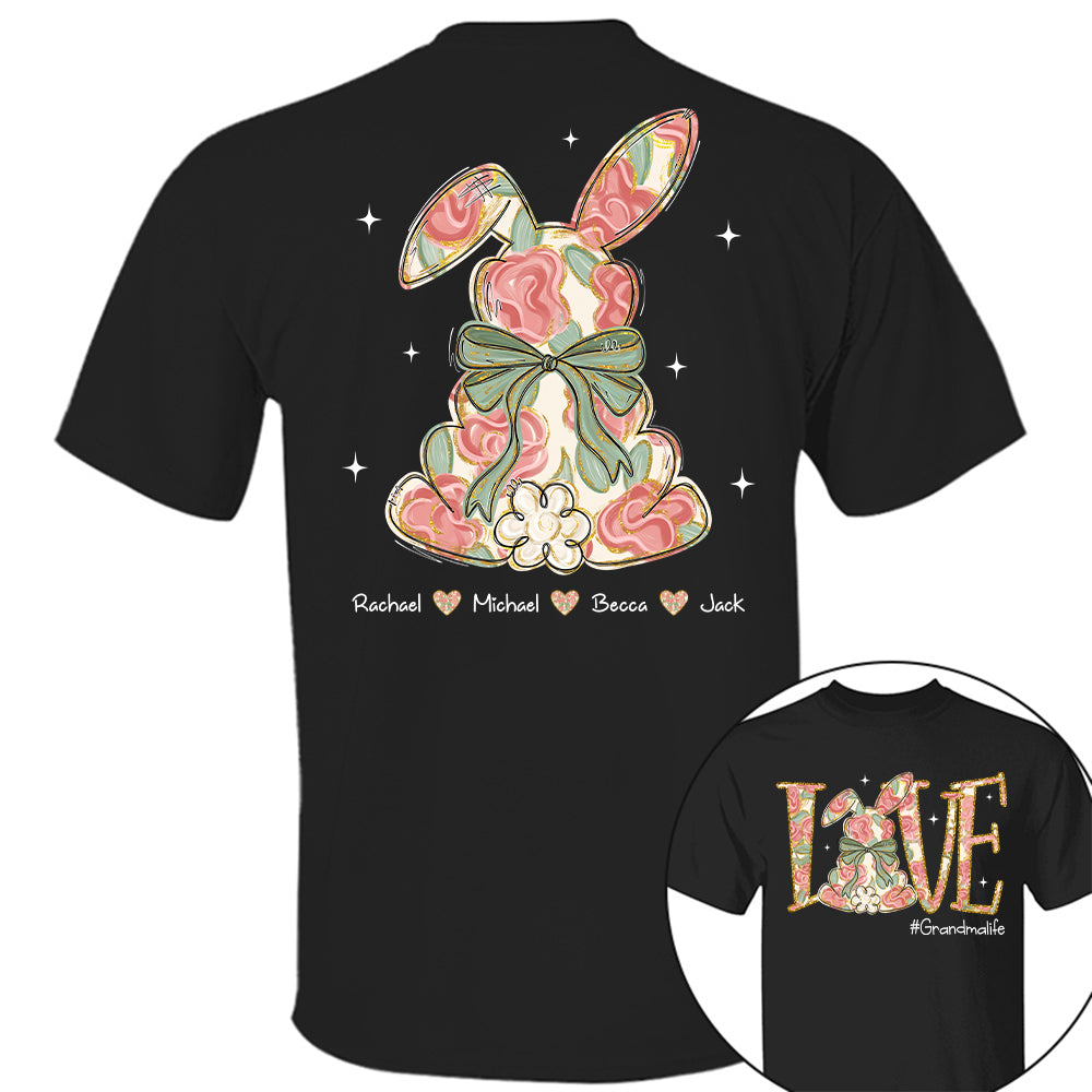 Custom Easter Bunny Bow T-Shirt, Personalized Gift For Grandma & Kids T1807 Tu20