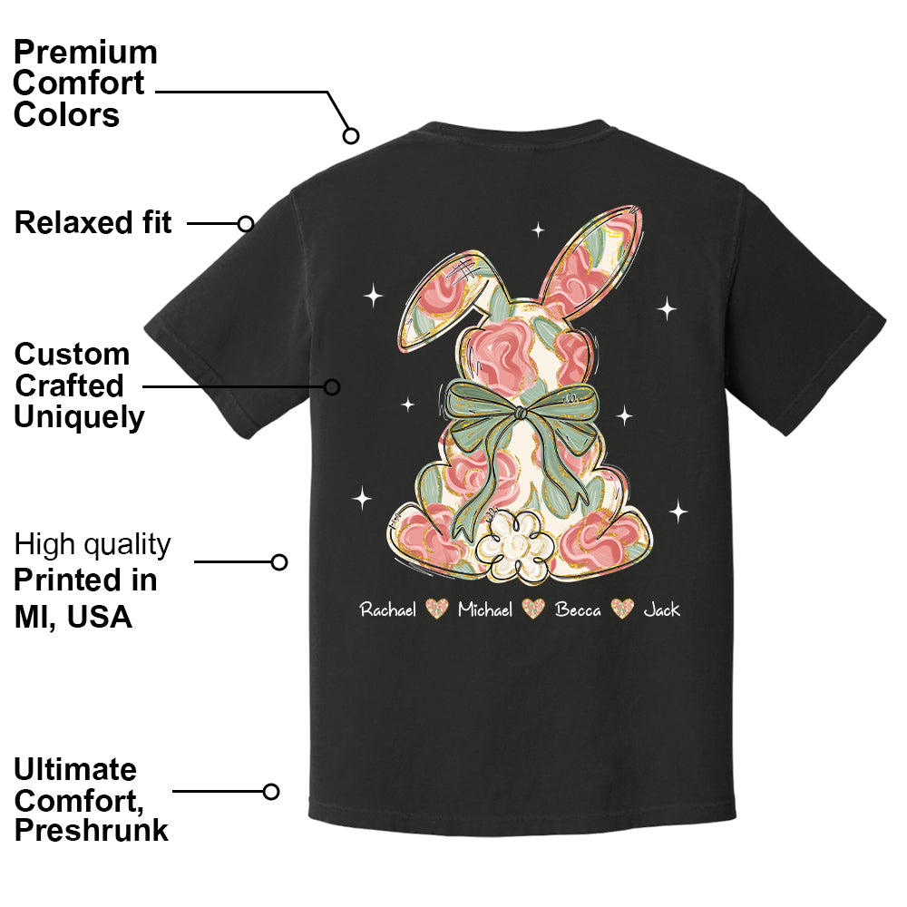 Custom Easter Bunny Bow T-Shirt, Personalized Gift For Grandma & Kids T1807 Tu20