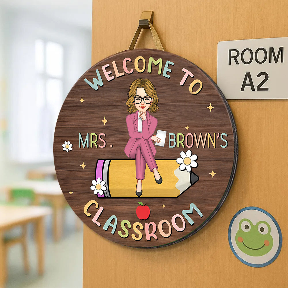 Welcome To Teacher Classroom, Personalized Wood Sign, Back To School Gift For Teacher T1807 Li29