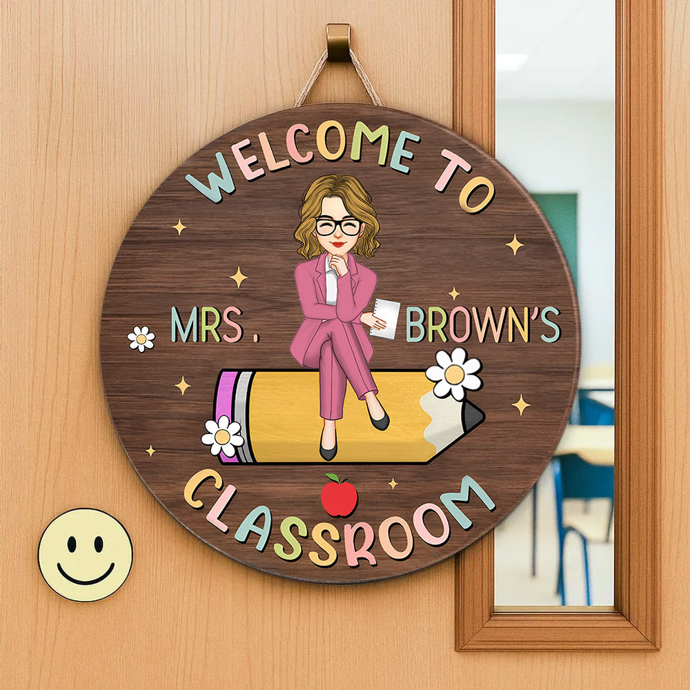 Welcome To Teacher Classroom, Personalized Wood Sign, Back To School Gift For Teacher T1807 Li29