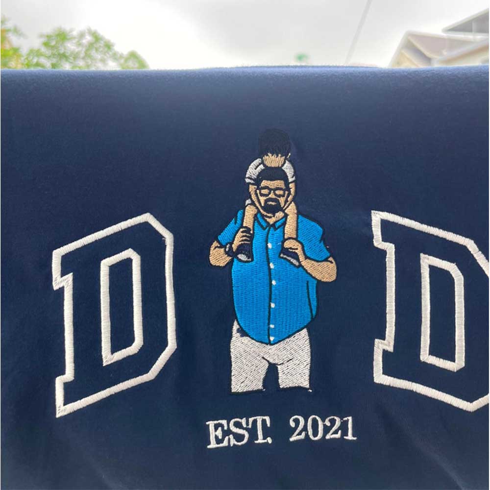 Embroidered Dad T-shirt, Embroidery Photo, Custom Embroidered Shirt, Custom Photo Shirt, Custom Picture, Fathers Day Shirt Vr2