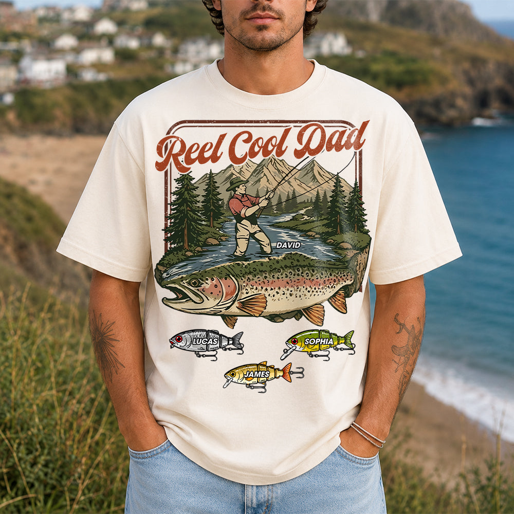 Reel Cool Dad, Personalized Comfort Colors Vintage Retro Fishing Shirt, Gift For Fathers Day, Gift For Dad Husband Grandpa MI209 Hv01