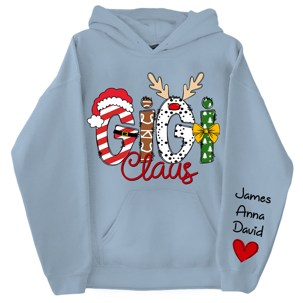 Gigi Claus Custom Sweatshirt, 2024 Christmas Nana Sweatshirt, Custom Grandma Claus Christmas Sweatshirt NA04 Tu20