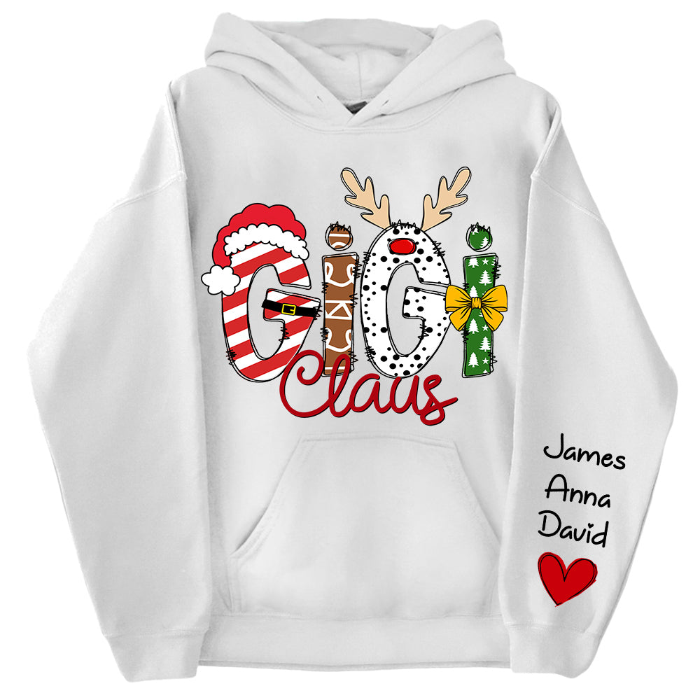 Gigi Claus Custom Sweatshirt, 2024 Christmas Nana Sweatshirt, Custom Grandma Claus Christmas Sweatshirt NA04 Tu20
