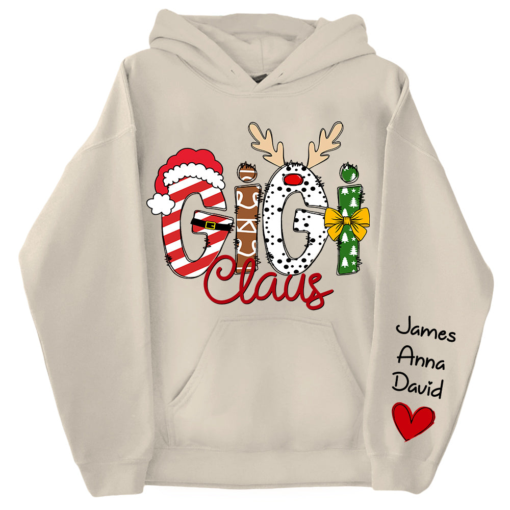 Gigi Claus Custom Sweatshirt, 2024 Christmas Nana Sweatshirt, Custom Grandma Claus Christmas Sweatshirt NA04 Tu20
