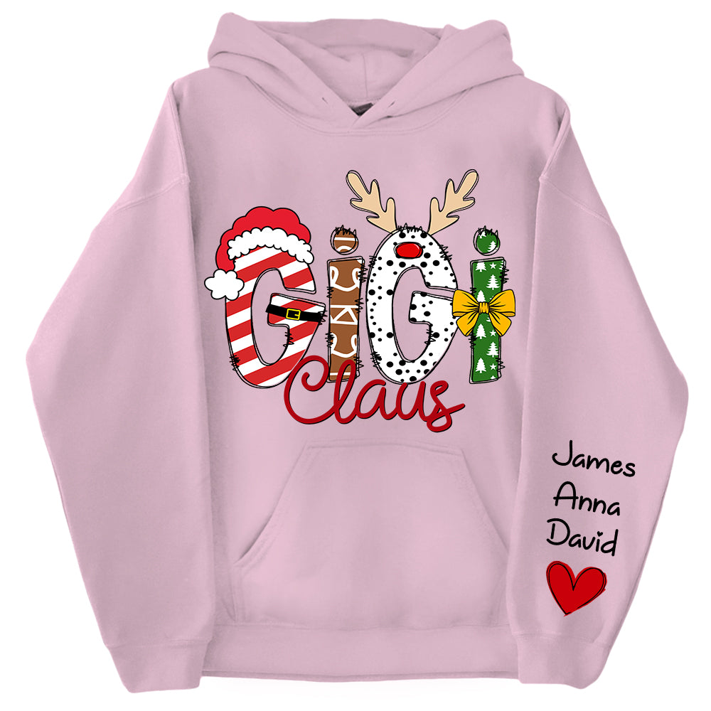 Gigi Claus Custom Sweatshirt, 2024 Christmas Nana Sweatshirt, Custom Grandma Claus Christmas Sweatshirt NA04 Tu20