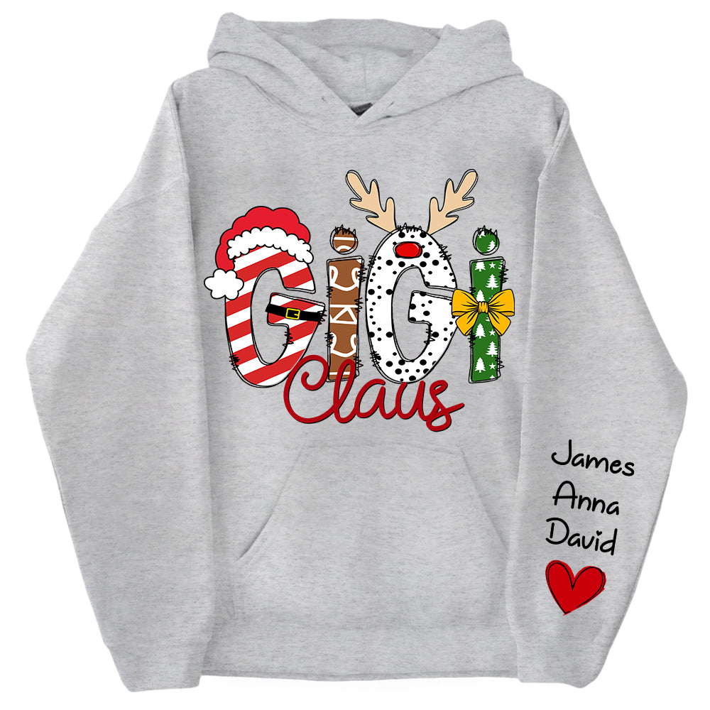Gigi Claus Custom Sweatshirt, 2024 Christmas Nana Sweatshirt, Custom Grandma Claus Christmas Sweatshirt NA04 Tu20