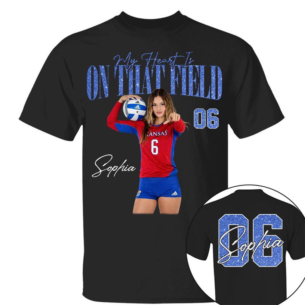 My Heart Is On That Field - Personalized Washed Tee Retro Bootleg Shirt - Gift For Volleyball Lovers T1807 Hv01