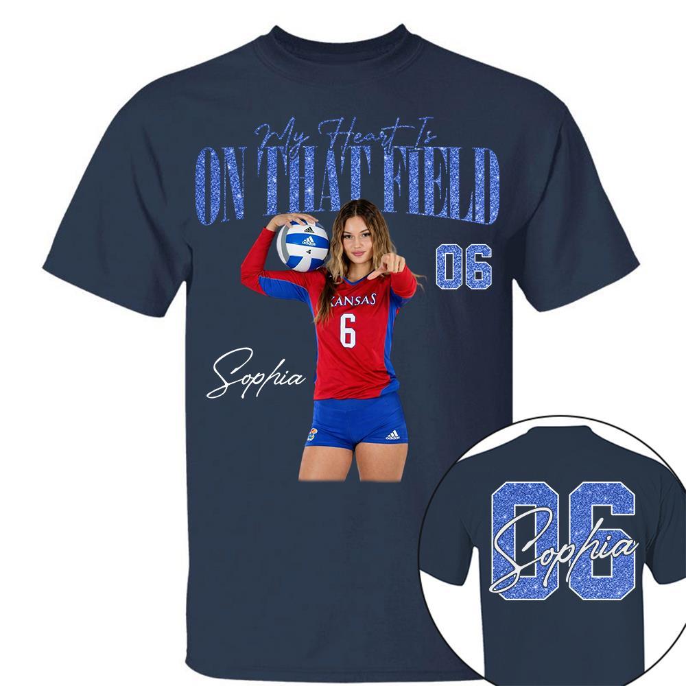 My Heart Is On That Field - Personalized Washed Tee Retro Bootleg Shirt - Gift For Volleyball Lovers T1807 Hv01