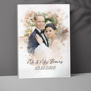 Watercolor Couple Portrait from Photo, Custom Wedding Anniversary Christmas Gift for Wife Husband Parents, Engagement Gift for Friend, Unique Poster Wall Art Nh00