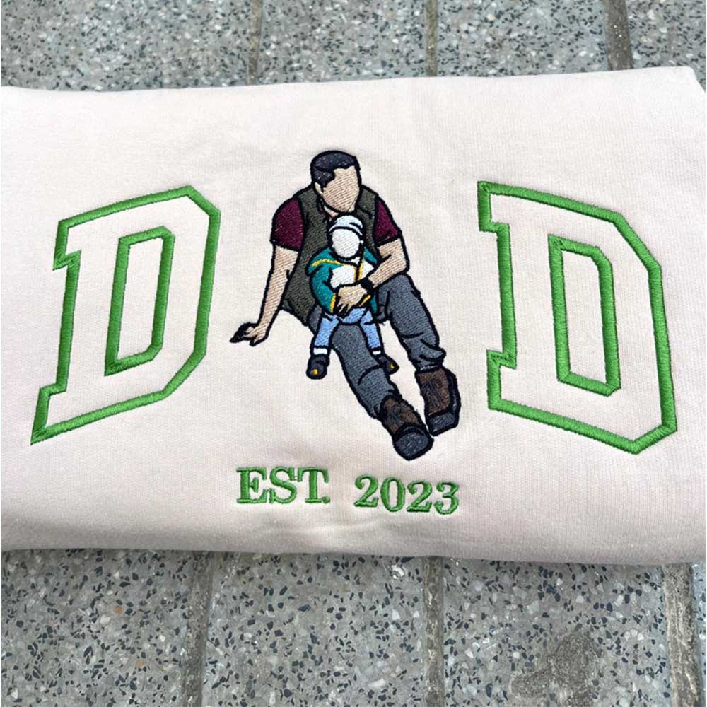 Embroidered Dad T-shirt, Embroidery Photo, Custom Embroidered Shirt, Custom Photo Shirt, Custom Picture, Fathers Day Shirt Vr3