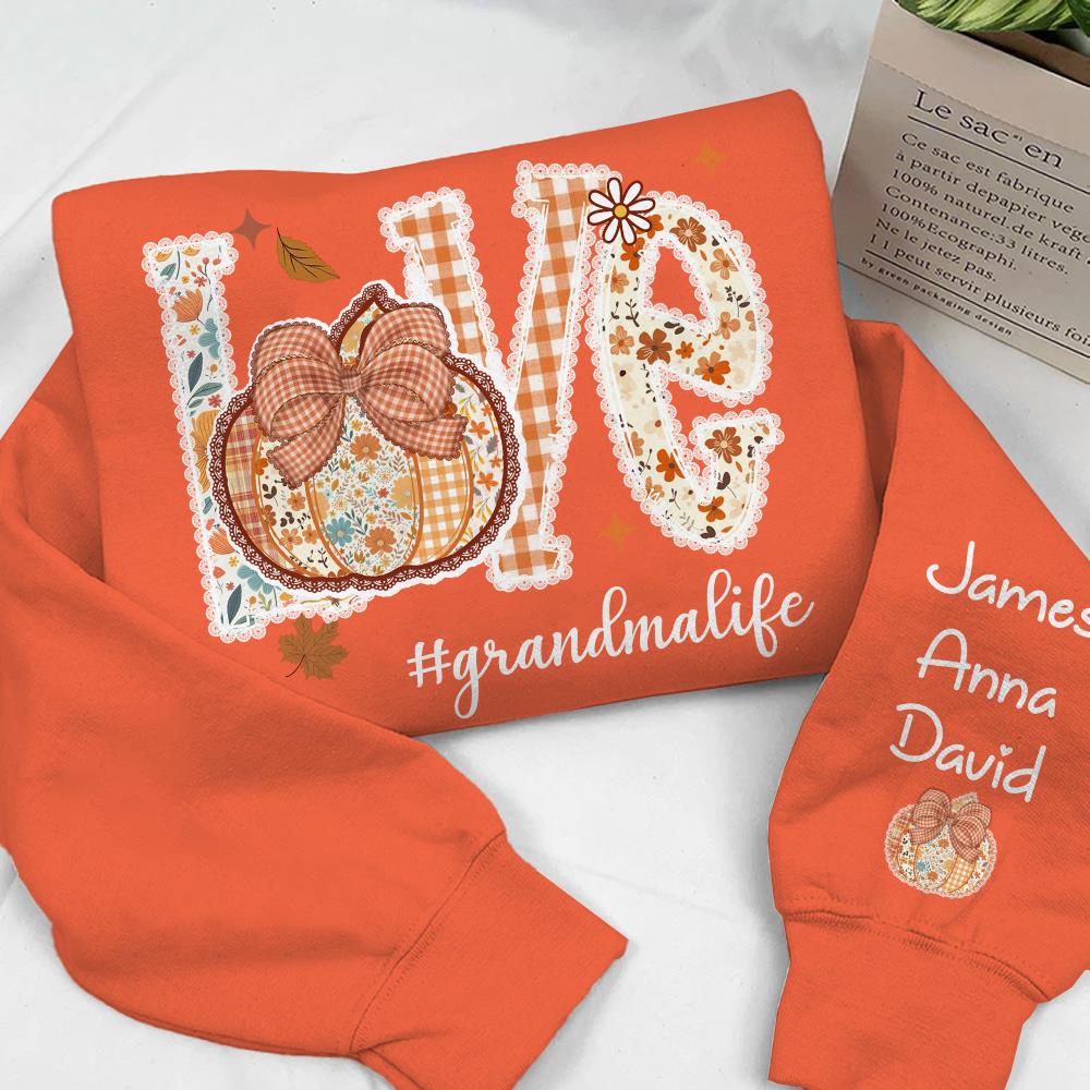 Love Grandma Life - Personalized Autumn Pumpkin Shirt For Grandma Mom NA04 Nh00
