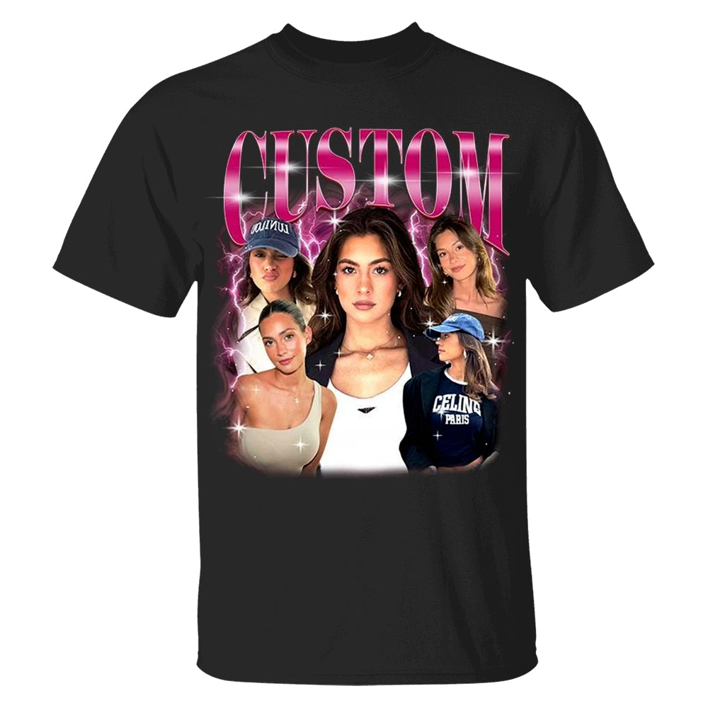 Custom Photo T-Shirt - Personalized Vintage 90s Style Tee, Bootleg Design Your Own Idea, Gift For Boyfriend/Girlfriend