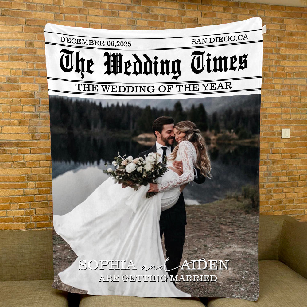 Personalized The Wedding Times Blanket Gift For Couple - Custom Photo Wedding Blanket Pt99