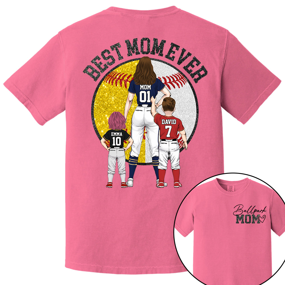 Best Mom Ever Baseball Shirt – Personalized Mom & Kids Shirt, Mother’s Day Gift for Baseball, Softball Mom Na02 Nh00