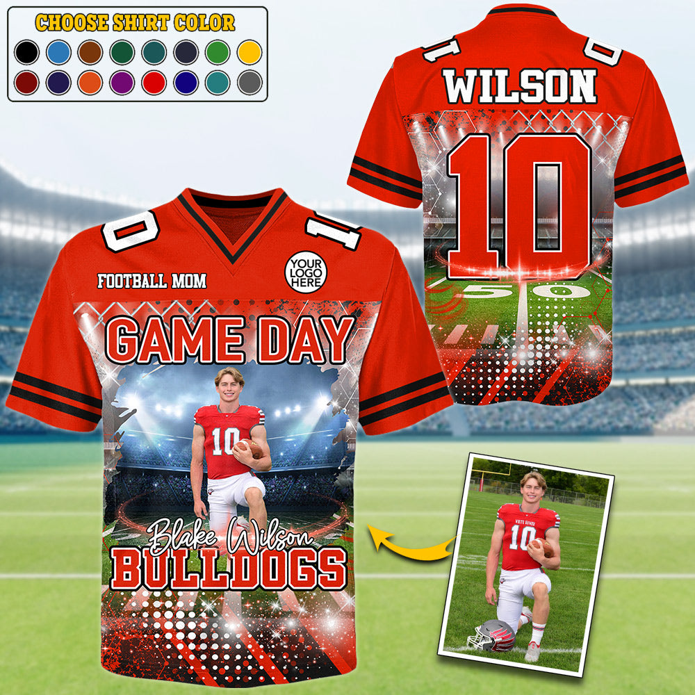 Custom Photo Football Game Day Football Jersey Gift For Football Lovers - Personalized Gift For Football Player Do99
