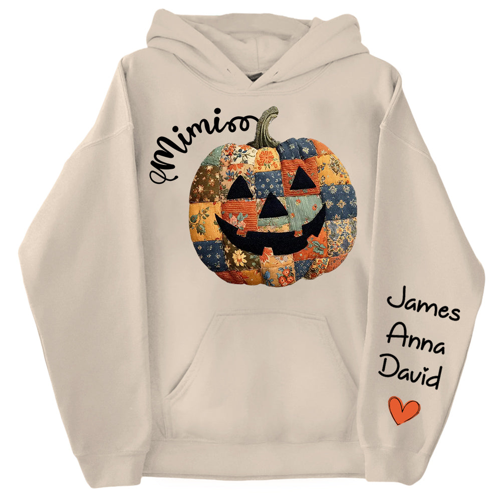 Personalized Mimi Pumpkin Sweatshirt, Custom Halloween Gift for Grandma With Grandkids' Names Nh00