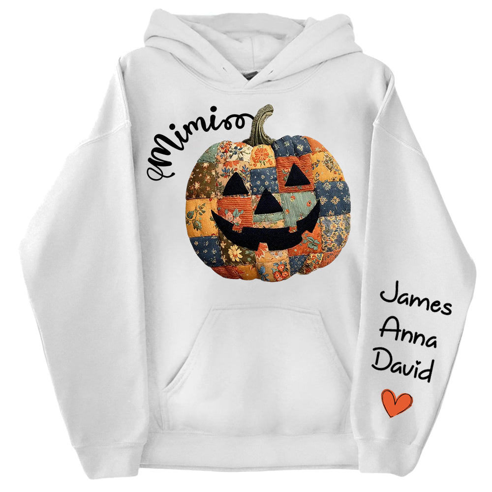 Personalized Mimi Pumpkin Sweatshirt, Custom Halloween Gift for Grandma With Grandkids' Names Nh00
