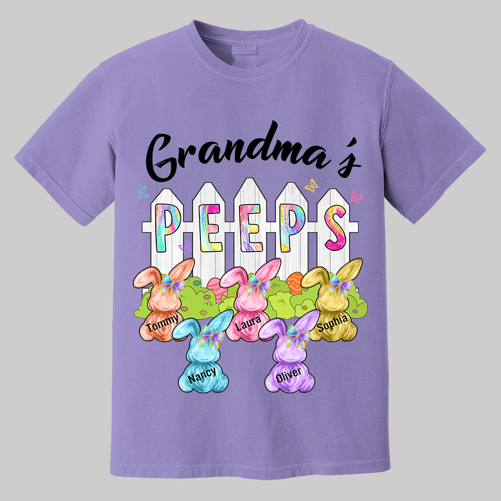 Colorful Grandma's Peeps Shirt - Personalized Bunny Shirt For Grandma Nana Mimi NA04 Tm01