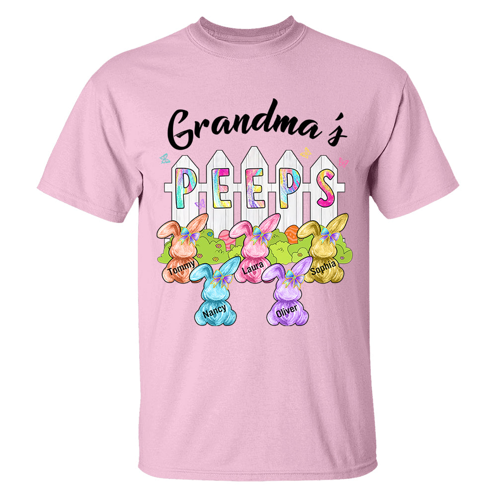 Colorful Grandma's Peeps Shirt - Personalized Bunny Shirt For Grandma Nana Mimi NA04 Tm01