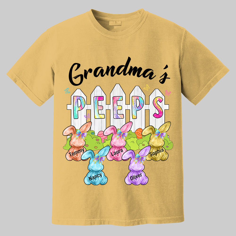 Colorful Grandma's Peeps Shirt - Personalized Bunny Shirt For Grandma Nana Mimi NA04 Tm01