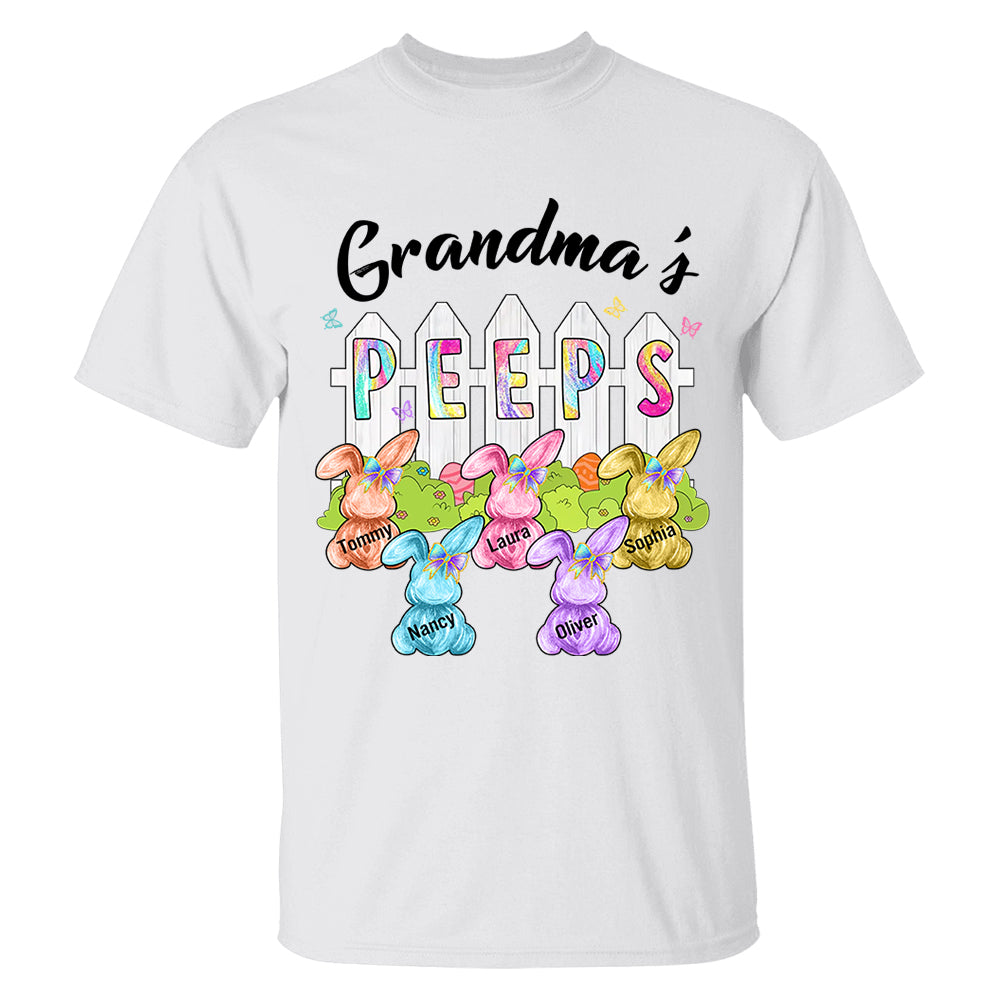 Colorful Grandma's Peeps Shirt - Personalized Bunny Shirt For Grandma Nana Mimi NA04 Tm01