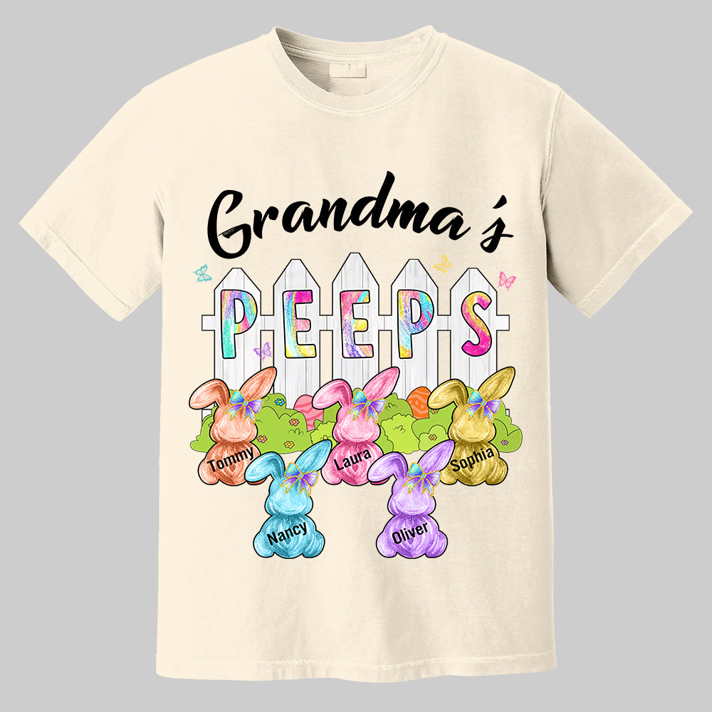 Colorful Grandma's Peeps Shirt - Personalized Bunny Shirt For Grandma Nana Mimi NA04 Tm01