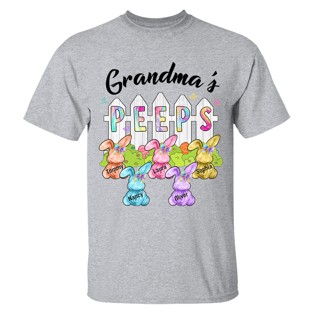 Colorful Grandma's Peeps Shirt - Personalized Bunny Shirt For Grandma Nana Mimi NA04 Tm01