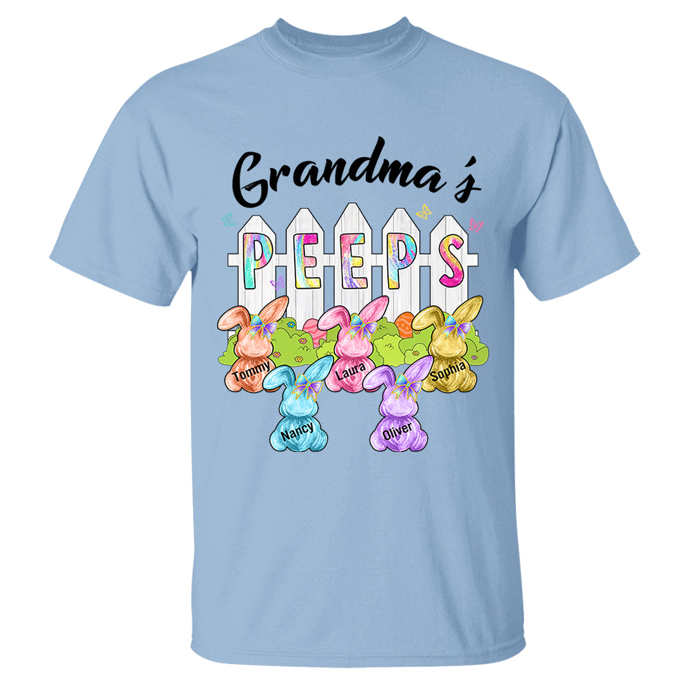 Colorful Grandma's Peeps Shirt - Personalized Bunny Shirt For Grandma Nana Mimi NA04 Tm01
