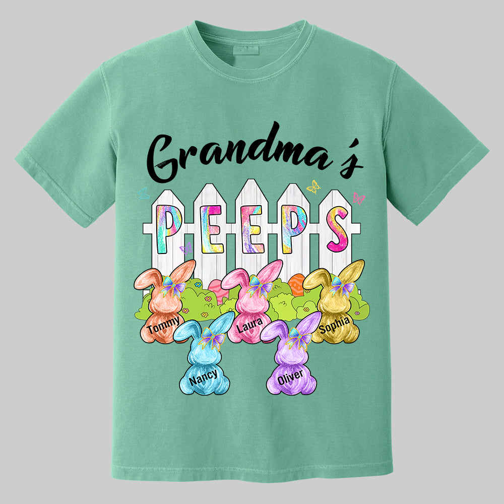 Colorful Grandma's Peeps Shirt - Personalized Bunny Shirt For Grandma Nana Mimi NA04 Tm01