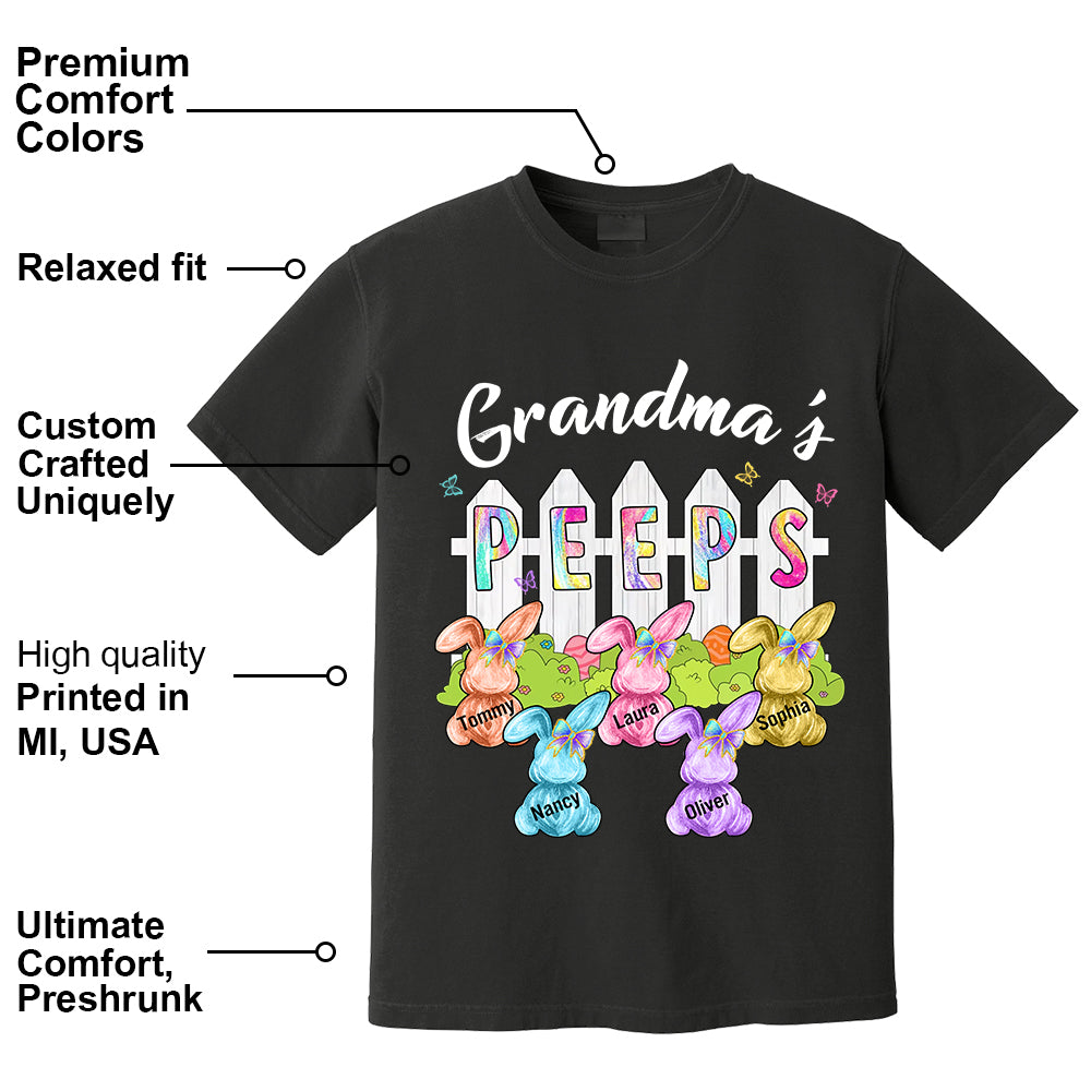Colorful Grandma's Peeps Shirt - Personalized Bunny Shirt For Grandma Nana Mimi NA04 Tm01